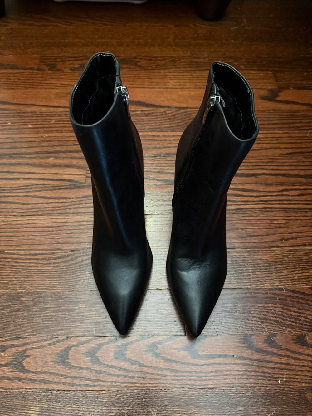 Marc Fisher Black Pointed Toe Leather Ankle Boots